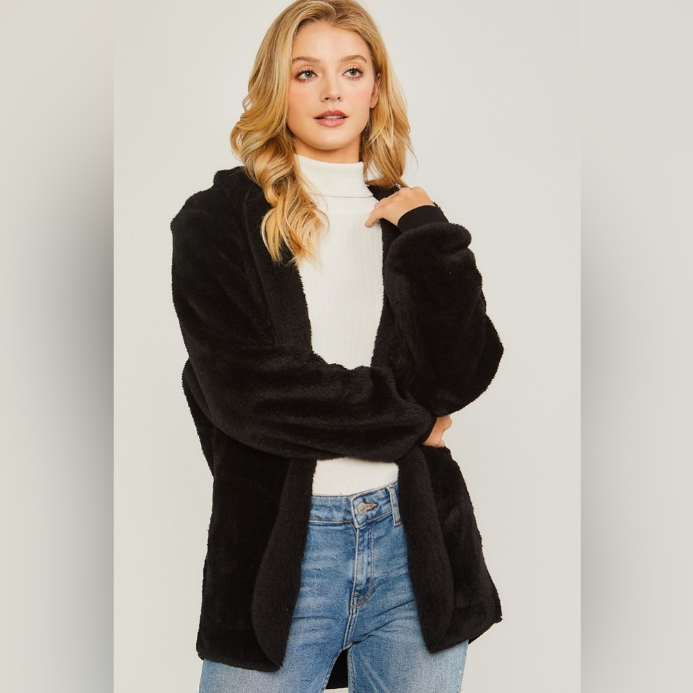 (80065JM-BLK) SHERPA WOMEN’S HOODIE LIGHT WEIGHT SWEATER